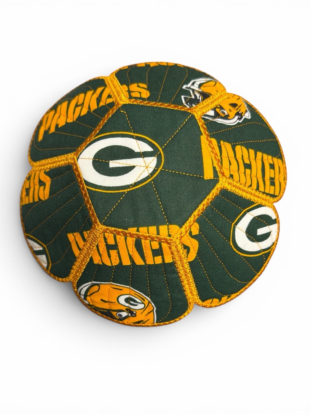 Hand Crafted Basket Center Piece Bowl Quilted Green Bay Packers Snack Bowl - Picture 7 of 10